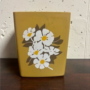 Small Floral Trash Can | Mustard Yellow | Bathroom or Desk Bin